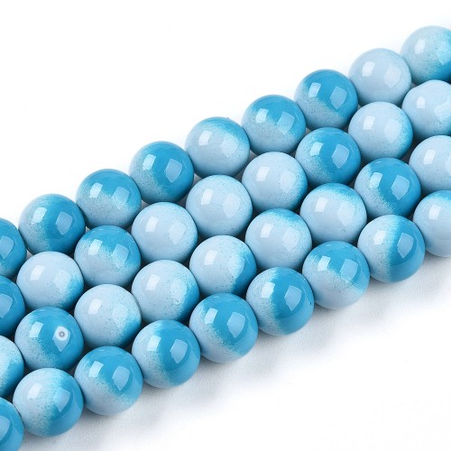 PLV9 Koraliki szklane ombre PASTELOVE 8mm 50szt akwarelki plamki turkus