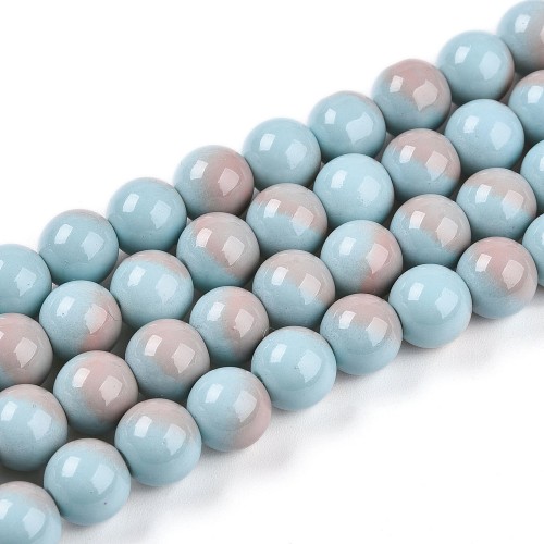 PLV10 Koraliki szklane ombre PASTELOVE 8mm 50szt akwarelki plamki błękitne