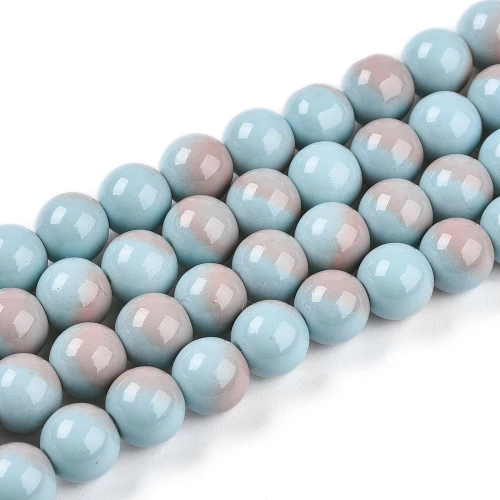 PLV10 Koraliki szklane ombre PASTELOVE 8mm 50szt akwarelki plamki błękitne