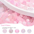 CRA7 Koraliki crackle pękane marmurek kule 8mm kulki szklane róż mix 50szt