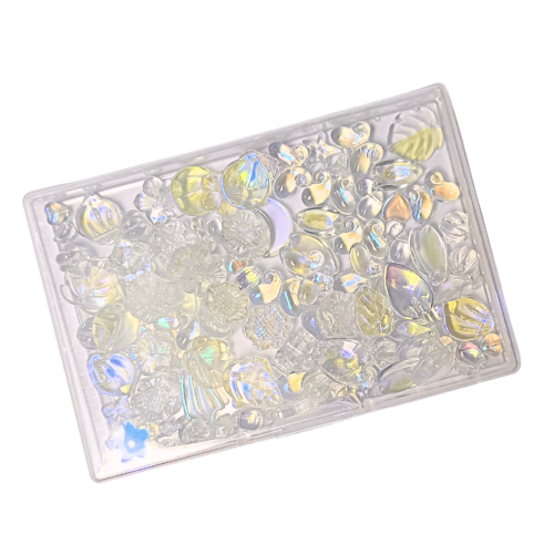 KSZ93 Koraliki szklane BOX zestaw 100szt opalizujące AB tęczowe mix