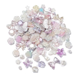 KOK208 Koraliki akrylowe perłowe OMBRE MIX kształtów róże motylki gradient 25g