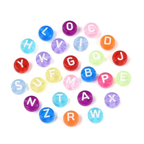 KL43 Koraliki literki KOLOROWE BARWNE monetki 7mm bransoletki mix 100szt