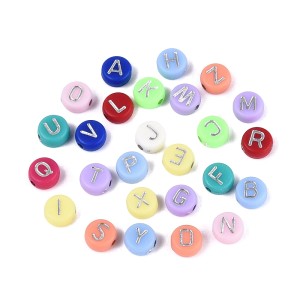 KL42 Koraliki literki KOLOROWE BARWNE monetki 7mm bransoletki mix 100szt