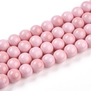 PLV11 Koraliki szklane ombre PASTELOVE 8mm 50szt akwarelki plamki różowe