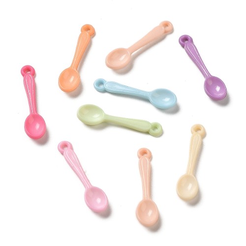 ZAW312 Zawieszki akrylowe kolorowe 24mm łyżeczki ŁYŻECZKA łyżki 30szt