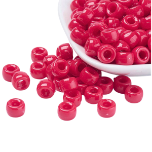 KOP147 Koraliki oponki akryl 9mm kandi pony bead czerwone malinowe 20szt