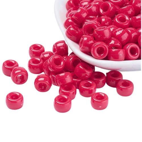KOP147 Koraliki oponki akryl 9mm kandi pony bead czerwone malinowe 20szt