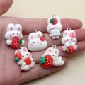 ZAW313 Zawieszka żywica jellycat królik truskawka zwierzątka cute miks 5szt