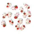 ZAW313 Zawieszka żywica jellycat królik truskawka zwierzątka cute miks 5szt