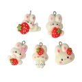 ZAW313 Zawieszka żywica jellycat królik truskawka zwierzątka cute miks 5szt