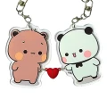 BHM28 Zestaw Breloki breloczki akrylowe Hand Made Bubu &amp; Dudu misie miśki BFF