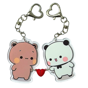 BHM28 Zestaw Breloki breloczki akrylowe Hand Made Bubu & Dudu misie miśki BFF