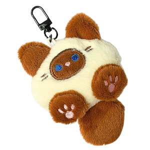 BRE17 Brelok breloczek KOTEK kot brązowy miękka puszysta zawieszka kawaii