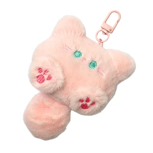 BRE18 Brelok breloczek KOTEK kot różowy miękka puszysta zawieszka kawaii