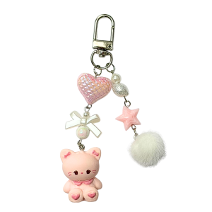 BRE19 Brelok breloczek KOTEK kot różowy słodka urocza zawieszka kawaii