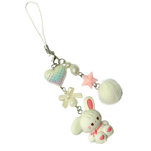 ST22 Smycz zawieszka brelok do telefonu KRÓLIK króliczek biały kawaii 
