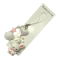 ST22 Smycz zawieszka brelok do telefonu KRÓLIK króliczek biały kawaii