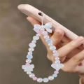ST23 Smycz zawieszka brelok do telefonu motylek perły serduszko kawaii