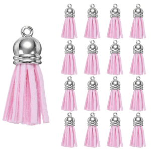 FR3 Zestaw frędzle BOHO frędzel chwost zawieszki różowe rzemyk 5szt