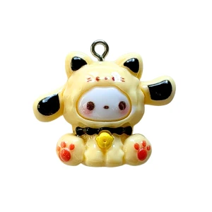 ZAW318 Zawieszka z żywicy akrylowej 1szt figurka Hello Kitty żółta uszka