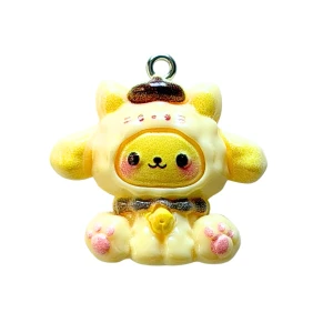 ZAW320 Zawieszka z żywicy akrylowej 1szt figurka Hello Kitty Pompom żółta