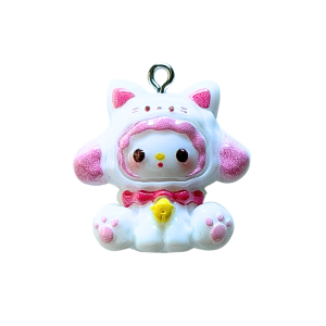 ZAW322 Zawieszka z żywicy akrylowej 1szt figurka Hello Kitty biało-różowa