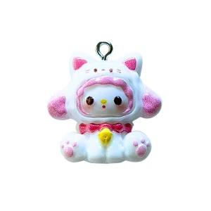 ZAW322 Zawieszka z żywicy akrylowej 1szt figurka Hello Kitty biało-różowa