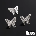 ZAW324 Zawieszki charm przekładka metalowa MOTYL motylki 3D 5szt
