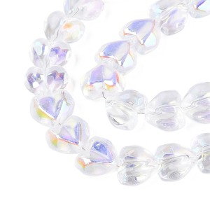 KSZ96 Piękne koraliki szklane serce serduszka 5szt opalizujące crystal AB