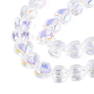 KSZ96 Piękne koraliki szklane serce serduszka 5szt opalizujące crystal AB