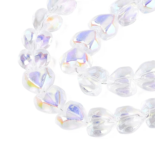KSZ96 Piękne koraliki szklane serce serduszka 5szt opalizujące crystal AB