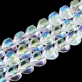 KSZ96 Piękne koraliki szklane serce serduszka 5szt opalizujące crystal AB