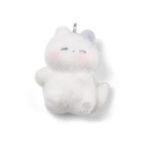 ZAW328 Zawieszka KOT Kotek kitty puszysty biały futerko aksamit
