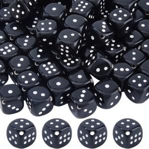KOK218 duże koraliki akrylowe 12.5mm kostka do gry kostki czarne 5szt