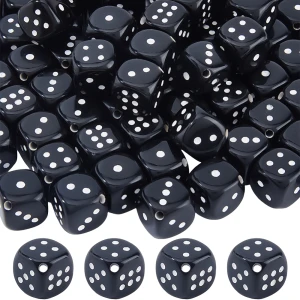 KOK218 duże koraliki akrylowe 12.5mm kostka do gry kostki czarne 5szt