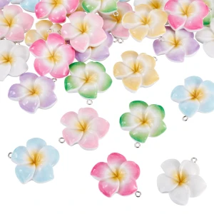 ZAW331 Zawieszki akrylowe KWIAT LEI kwiatki PLUMERIA hibiskus LOTOS 34mm 5szt