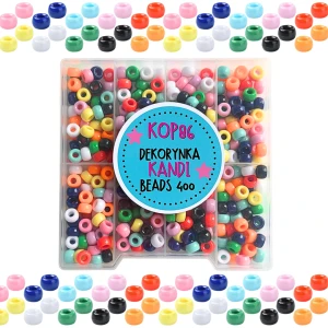 KOP86 Zestaw Dekorynka koraliki kandi oponki akryl 9mm bransoletki pony 400szt mix kaseta