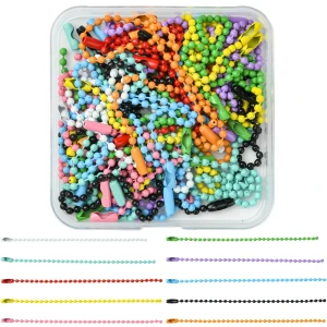 BOX3 Zestaw łańcuszek kulkowy z zapięciem 2.5mm 12cm 50szt mix w pudełku