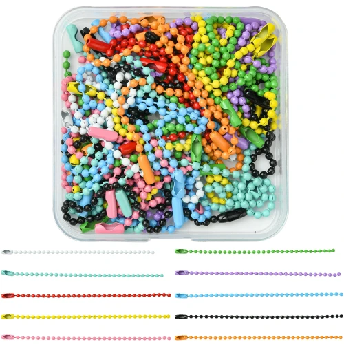 Zestaw łańcuszek kulkowy z zapięciem 2.5mm 12cm 50szt mix w pudełku