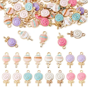 ZAW333 Zawieszki metalowe emaliowane lizaki candy LIZAK 8szt zestaw