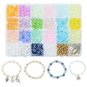 KLZ105 zestaw koralików akrylowych i zawieszek RAINBOW pastel do biżuterii 400szt