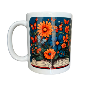 KB9 Biały kubek ceramiczny z uchem MOTYLKI 330ml 