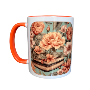 KB7 Biały kubek ceramiczny z uchem NOSTALGIA ORANGE 330ml