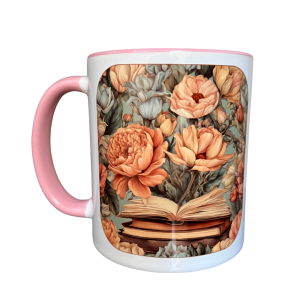 KB6 Biały kubek ceramiczny z uchem NOSTALGIA PINK 330ml