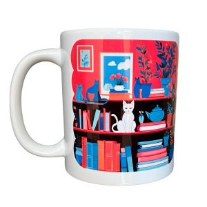 KB8 Biały kubek ceramiczny z uchem PINK BLUE 330ml 