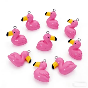 ZAW344 Zawieszki akrylowe z żywicy różowy flaming ptaki KAWAII 2szt