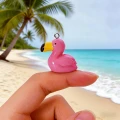 ZAW344 Zawieszki akrylowe z żywicy różowy flaming ptaki KAWAII 2szt