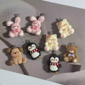 ZAW345 Zawieszki akrylowe z żywicy zwierzątka kot miś pingwin KAWAII 5szt