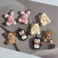 ZAW345 Zawieszki akrylowe z żywicy zwierzątka kot miś pingwin KAWAII 5szt